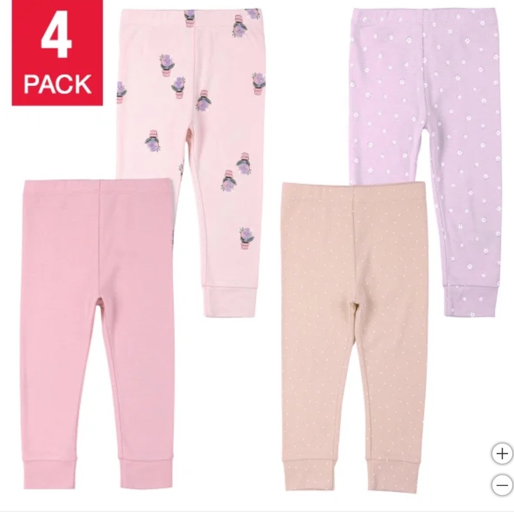 4-Pack Baby Leggings in Pink, Purple, and Beige